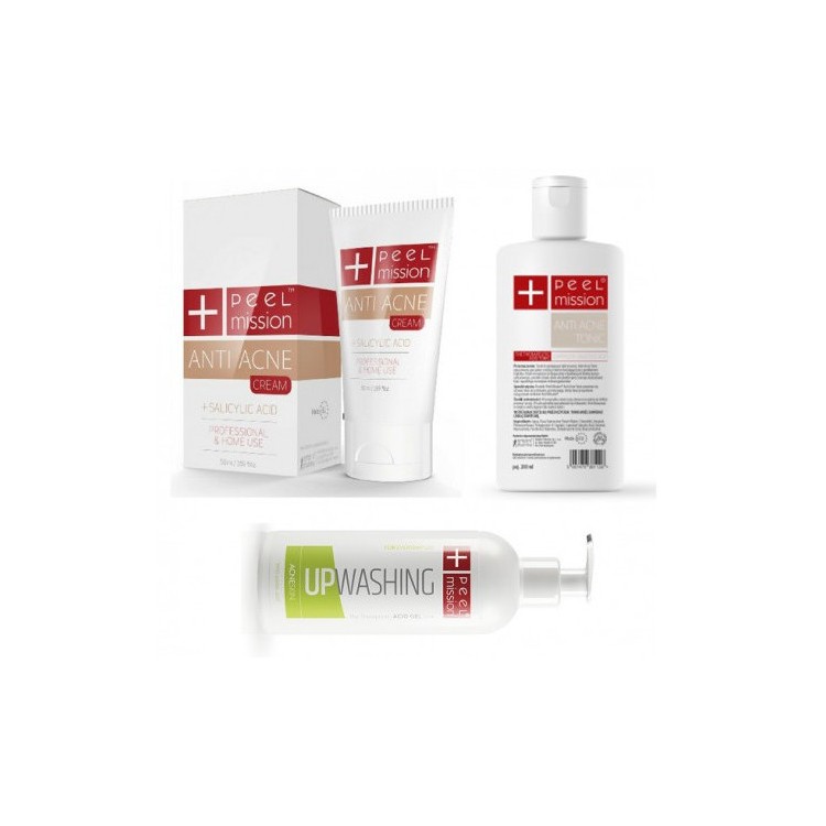 Peel Mission Anti Acne Zestaw Tonic + Cream + Upwashing Acne Skin